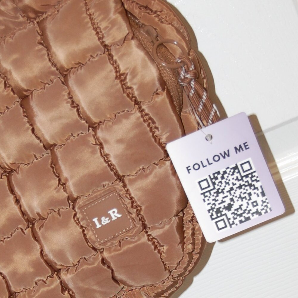 IRIS and Rainbow Brown Puffy Quilted Shoulder Bag NWT - Picture 9 of 11
